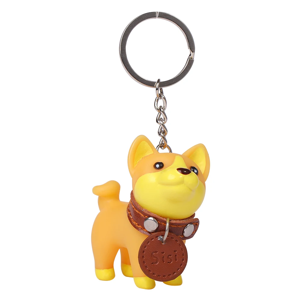 Cute  Anime Trinkets Excellent Bull PVC Figure Gift Key Ring Dog Keychain Hand-painted for Car Accessories