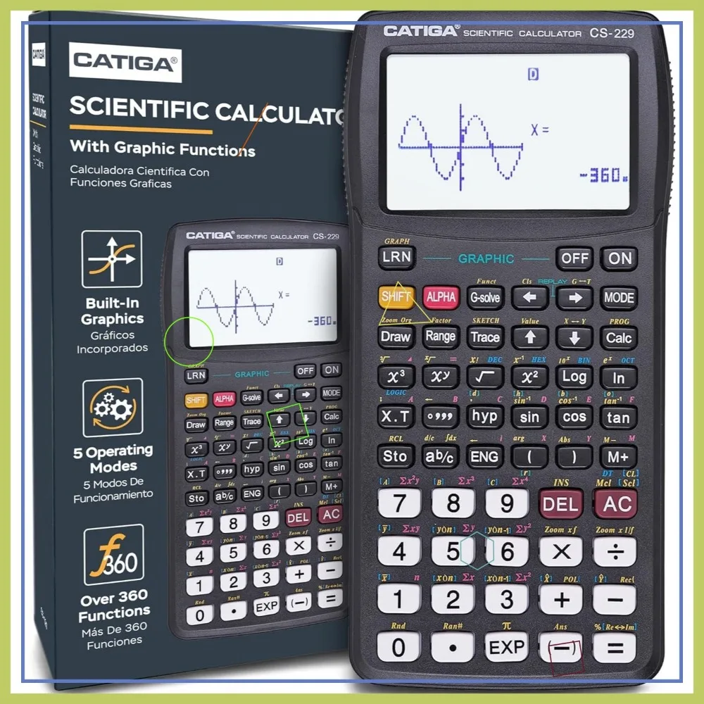 

Scientific Graphing Calculator with 280+ Functions, Large Display for Algebra Geometry Trigonometry Calculus