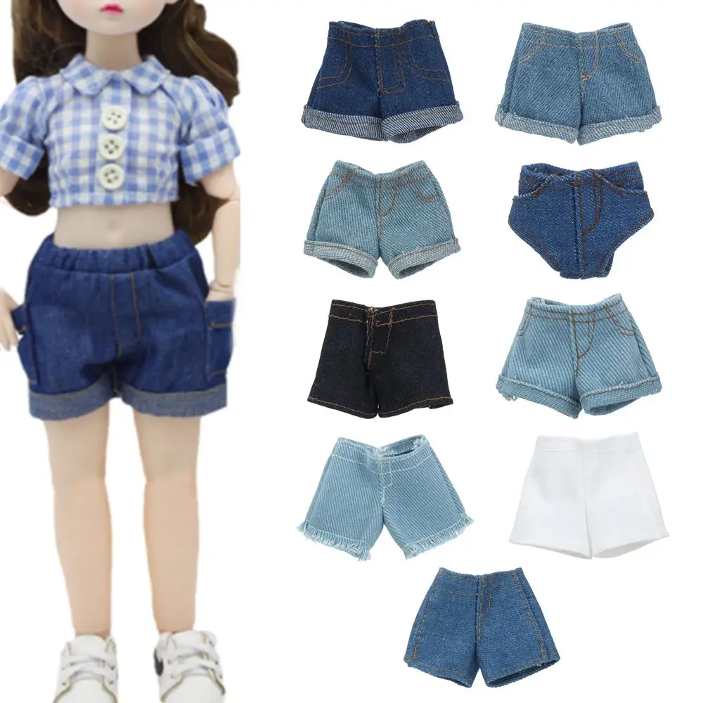 11.5 "Mode Bloemen Jeans Leren Broek Shorts Poppenkleertjes Voor Pop Broek Casual Draagt 1/6 BJD Poppen Accessoires Kinderen speelgoed