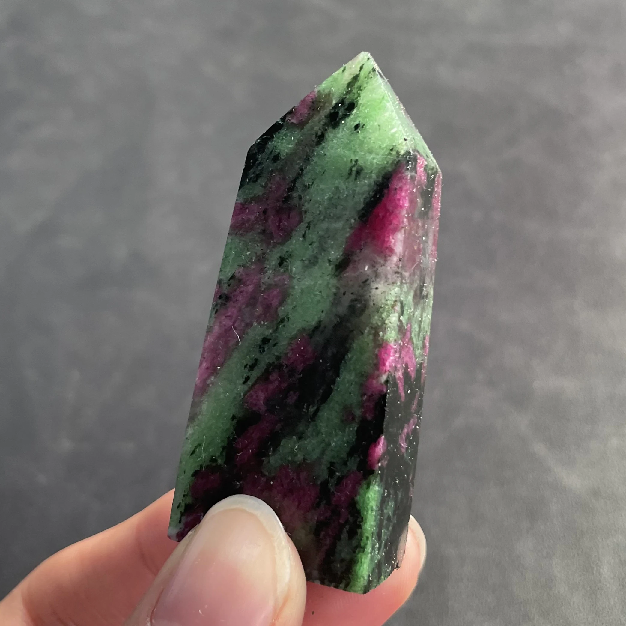 Natural Stone Ruby Zoisite Tower Green Crystal Wand Point Reiki Healing Gift Room Decor Obelisk