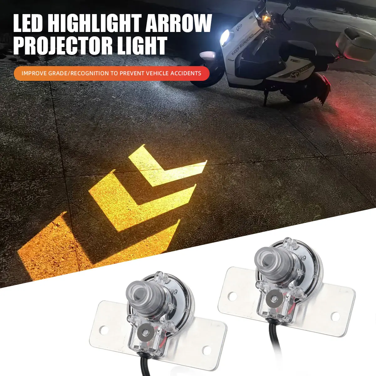 

Motorcycle Projection Turn Signal Highlight Arrow Pattern Projection Lamp Car Night Driving Safety Turn Signal Light Accessories