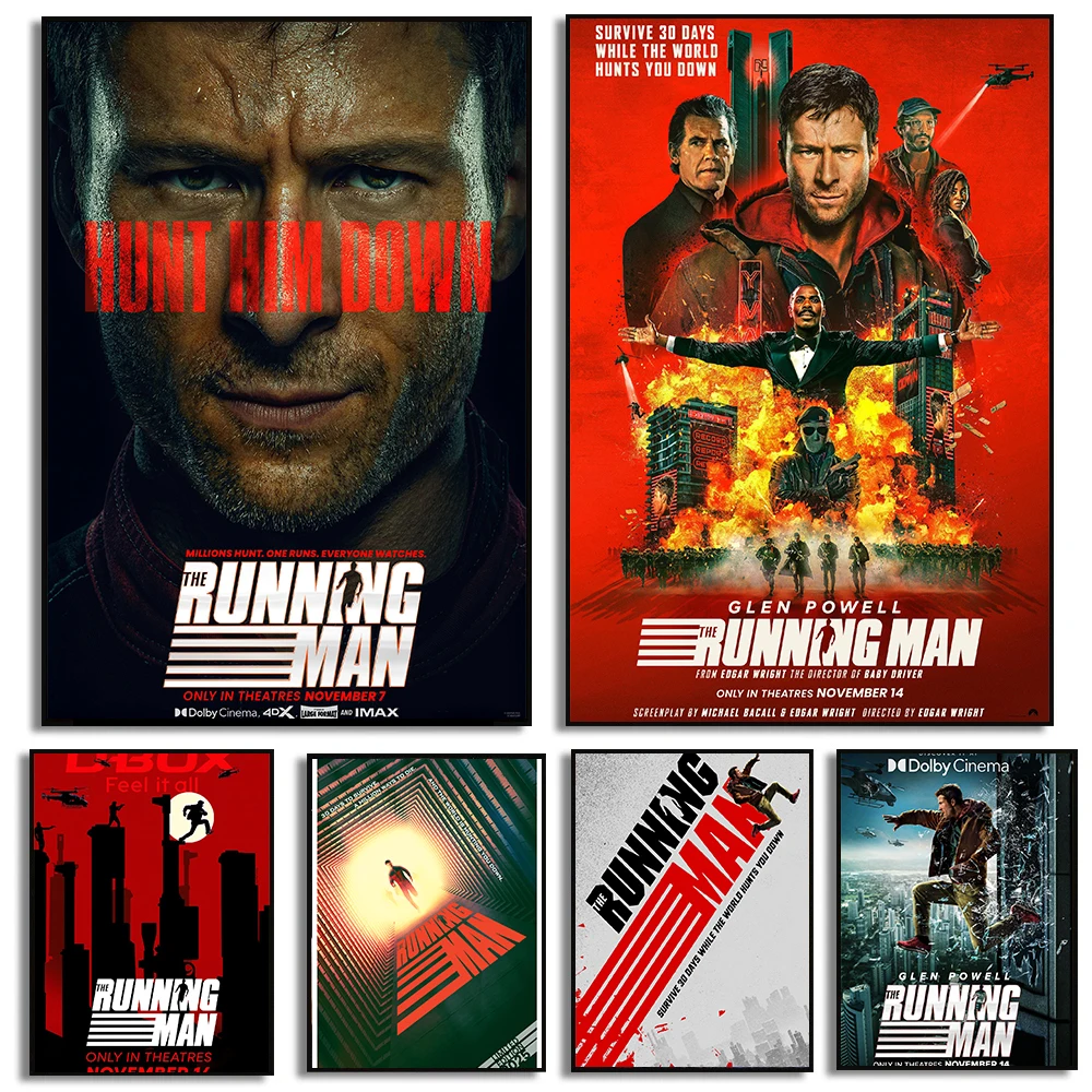 2025 Latest Movies The Running Man Posters Action Thriller Film Prints Canvas Painting Wall Art Pictures Home Room Decoration