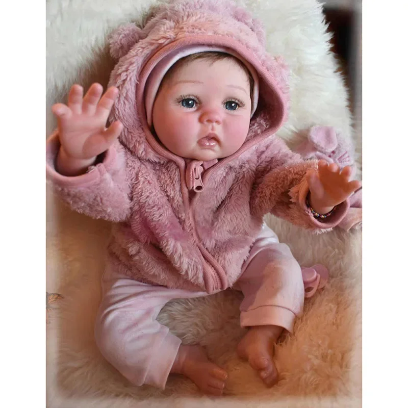 

55cm Reborn Newborn Baby Doll Lucy Soft Cuddly Body Lifelike 3D Skin with Visible Veins Handmade Lifelike Baby Dolls Toy