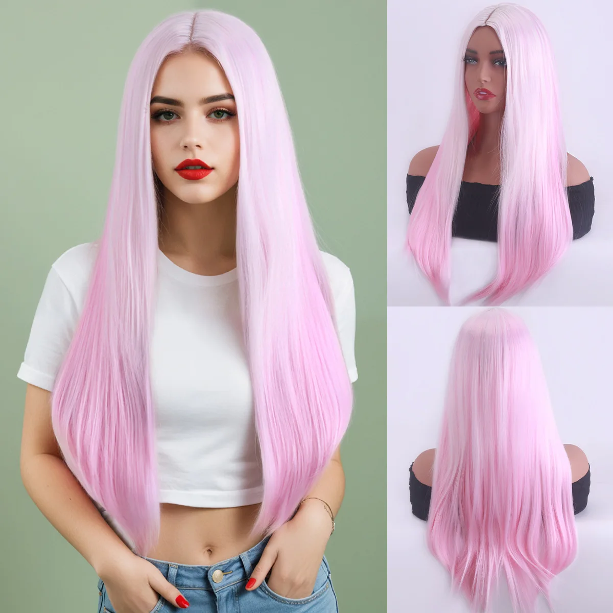 

1 парик из синтетического волокна, подходит для женщин - волнистая форма, подходит для повседневного ношения.