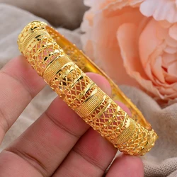 Dubai Africa Gold Color Bangles for Girls African Wedding Jewelry Bridal Bracelets Gifts