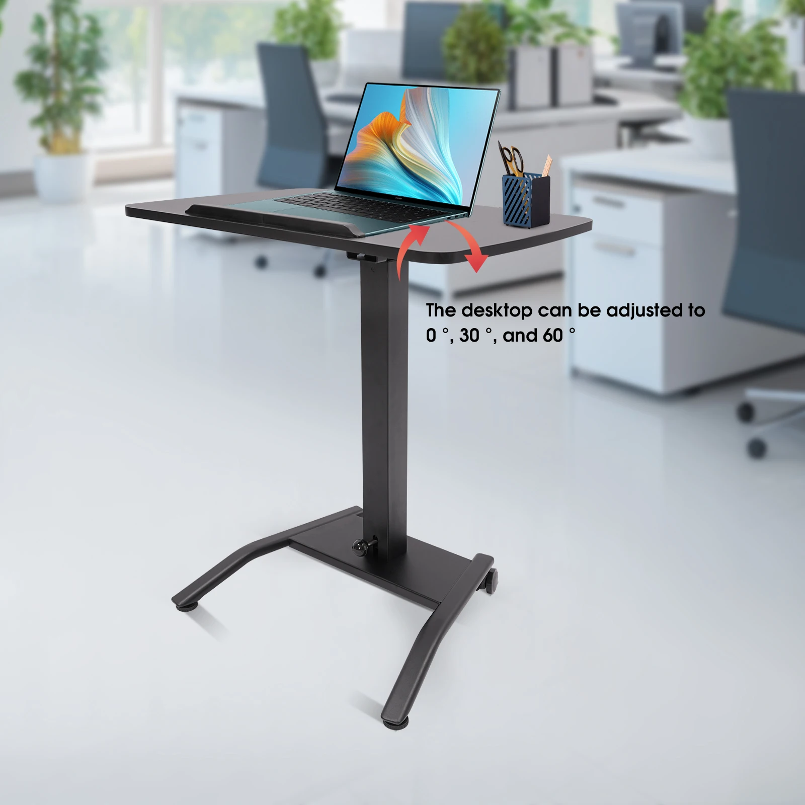 

Mobile Standing Desk Rolling Laptop Table Adjustable 28-42.5in Height Bedside Table 12kg Load-bearing Capacity