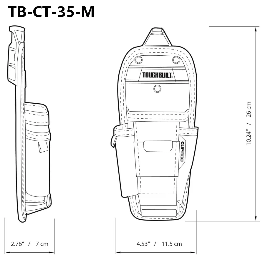 TOUGHBUILT TB-CT-35-M Medium Pliers Pouch with 3 Pockets and Loops Heavy-duty construction with Belt Clip Tool Storage Bag