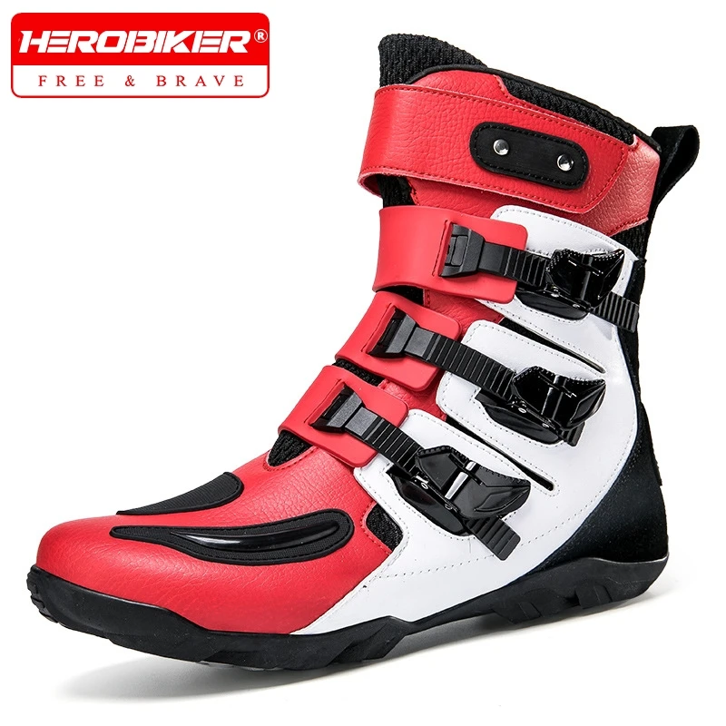 Men Motorcycle Boots Motorbiker Riding Shoes Motorboats Off-road Touring Boots Motorbike Protective Boots