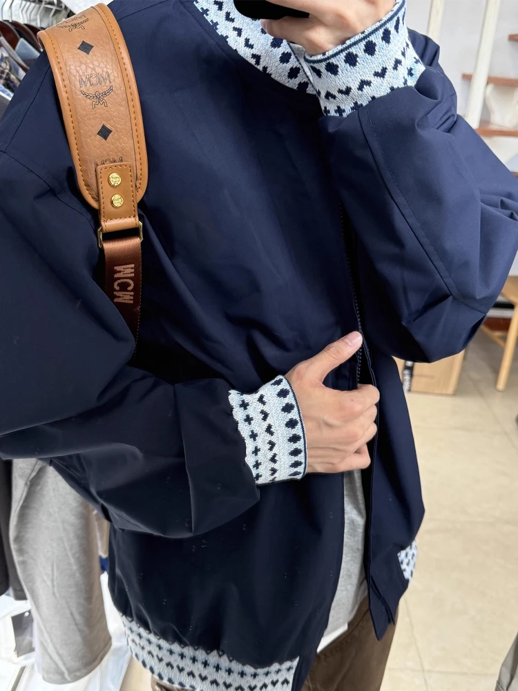 

Повседневная мужская куртка Sle ort American Flight in k Blue, модная высококачественная верхняя одежда в стиле пэчворк, повседневная верхняя одежда с воротником-стойкой...