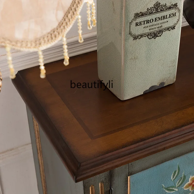 خزانة مدخل على الطراز الأمريكي لغرفة المعيشة، وحدة تخزين طويلة، خزانة جانبية مطلية عتيقة #5