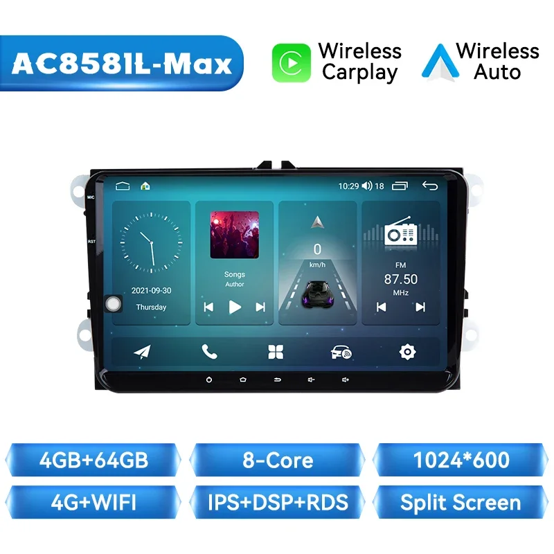 Wireles Carplay Android 14 Auto Radio Speler Voor Amarok Volksagen Vw Passat B6 Golf 5 6 Skoda Octavia 2 Prachtige 2 Seat Leon Gps