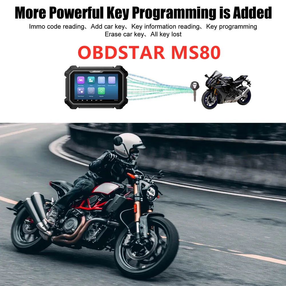 A++ OBDSTAR MS80 STD Version 8 Inch with Professional-level Intelligent Diagnosis Motorcycle Diagnostic Tool Plus IMMO with P001