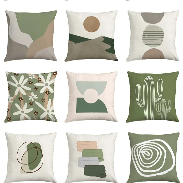 Customizable Minimalist Nordic Ins Style Home Pillow Soft Artistic Abstract Fresh Sofa Decorati Morandi Green Living Room Pillow