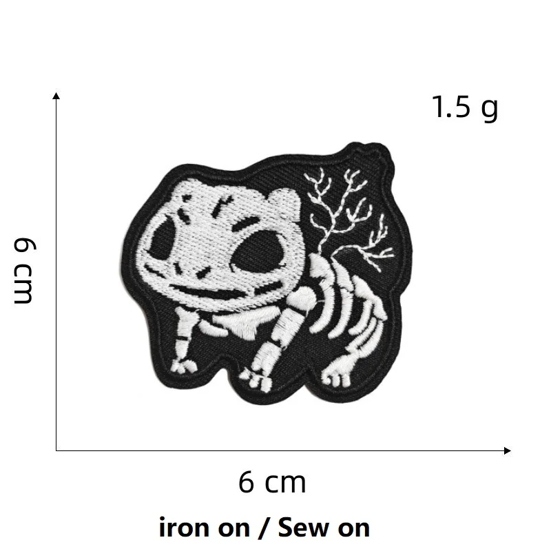 Cartoons Black white Skeleton Pokemon Game Monster Character For Sew Child Clothes iron on Adhesive Embroidery Patch Appliques