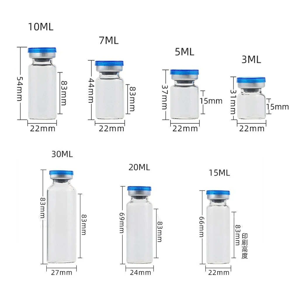 50 Stück 3ml/5ml/7ml/10ml/15ml/20ml/30ml Glasfläschchen mit Gummistopfen, luftdichter Behälter für Flüssigkeiten, Aufbewahrungsbox für Laborzwecke – Detail 1