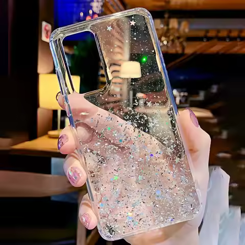 Luxury Bling Glitter Clear Silicon Phone Case for Samsung Galaxy S8 S9 S10 Plus S20 FE S21 Ultra S21+ 5G Sequins Sparkle Cover