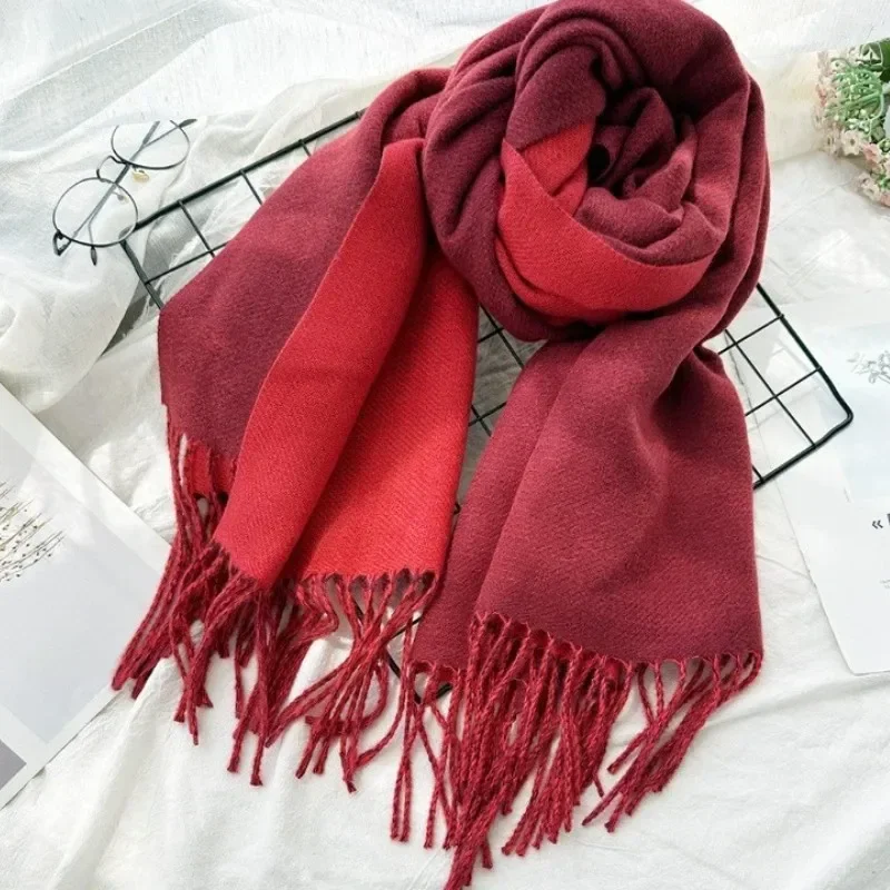 Solid Color Plain Scarf with Tassel Women Man Winter Warm Neck Scarves Shawl Luxury Female Scarf 1PC New Soft Winter Scarf Girls