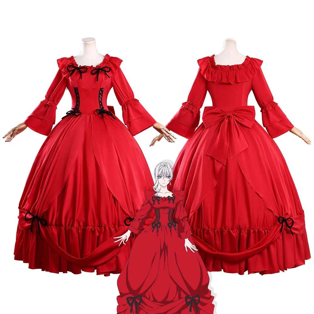 

Anime May I Ask for One Final Thing Scarlett El Vendmion Cosplay Costume Women Lolita Red Dress Uniform Halloween Clothes