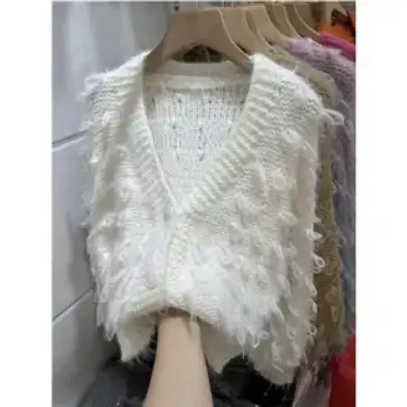 

Design-sensory Tassel Sweater Jacket for Women in Autumn and Winter New Loose and Fashionable Knitted Cardigan