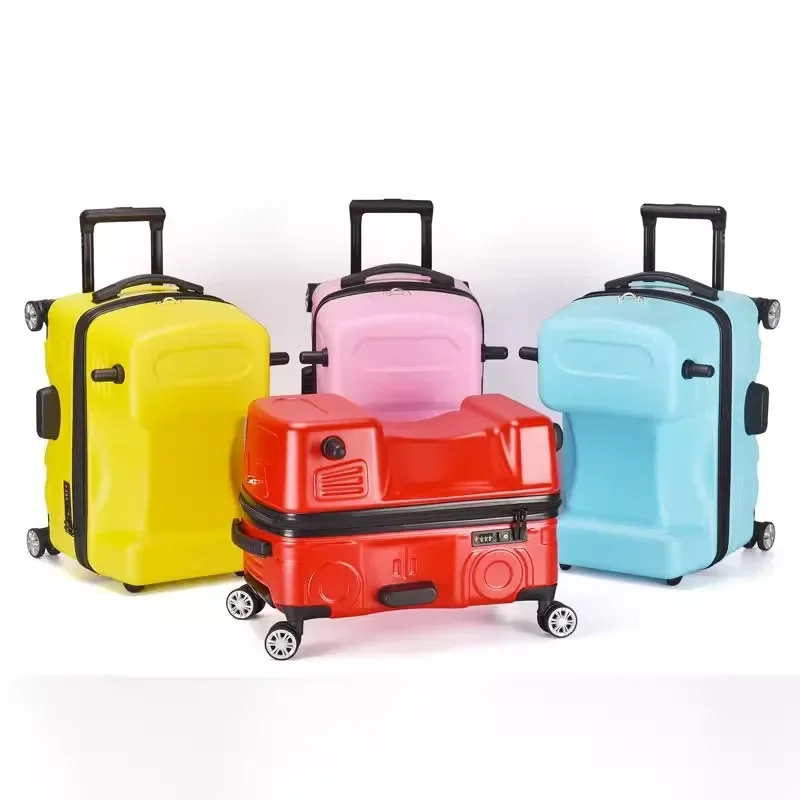 Cartoon Children\'s Suitcase on wheels Ride on Trolley Luggage Toy Car Gift Suitcase Kid Cabin Travel Bag Carry-on Password Trunk