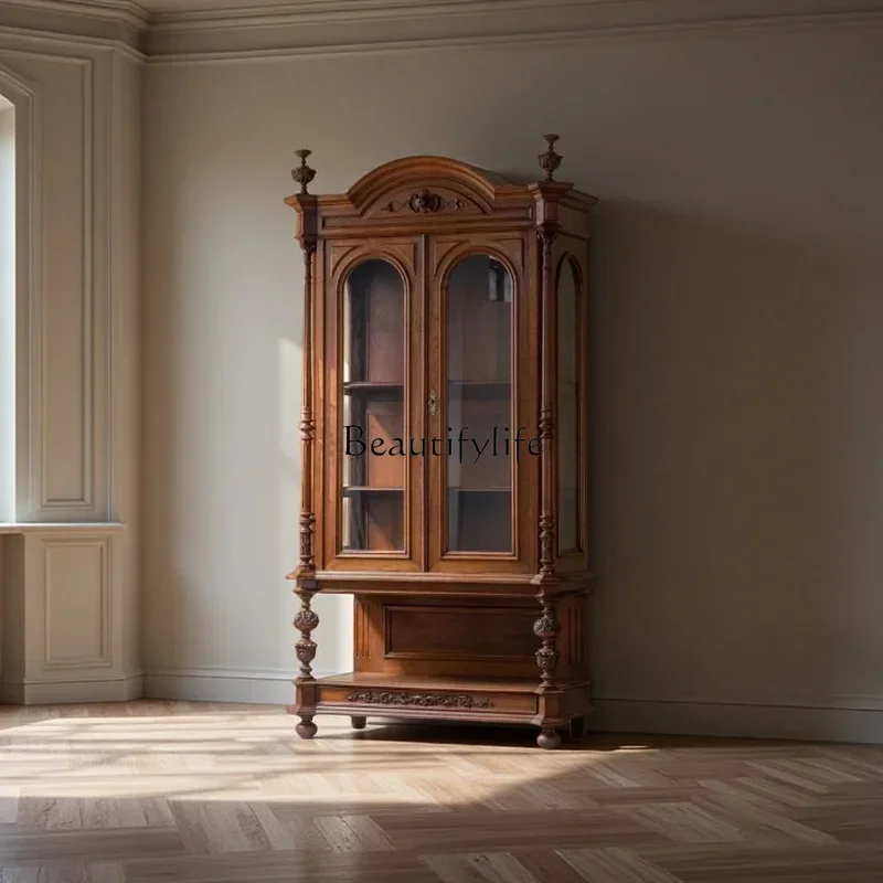 

D25Medieval carved locker solid wood dining side storage cabinet retroSSS