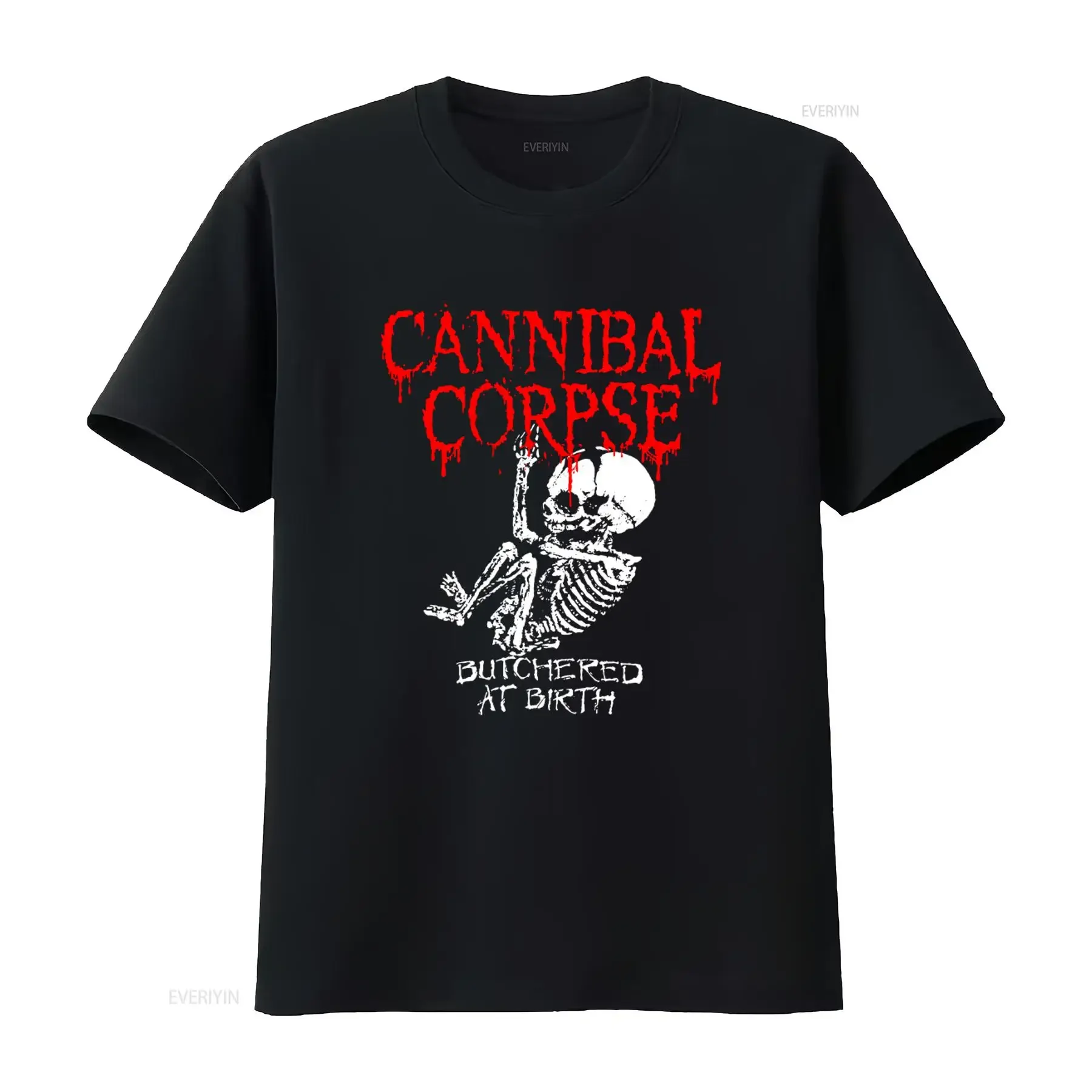 Cannibal Corpse Butchered At Birth T Shirt for Rock Band vintage Washed fashion Top For Everyday Wear Comfortable