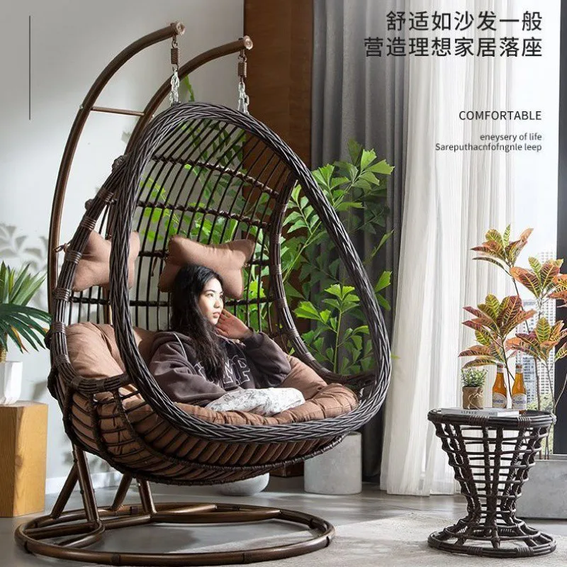 

Hammock Rattan Chair Balcony Cradle Chair Hammock Lazy Swing Indoor Household Double Hanging Rocking Three-piece