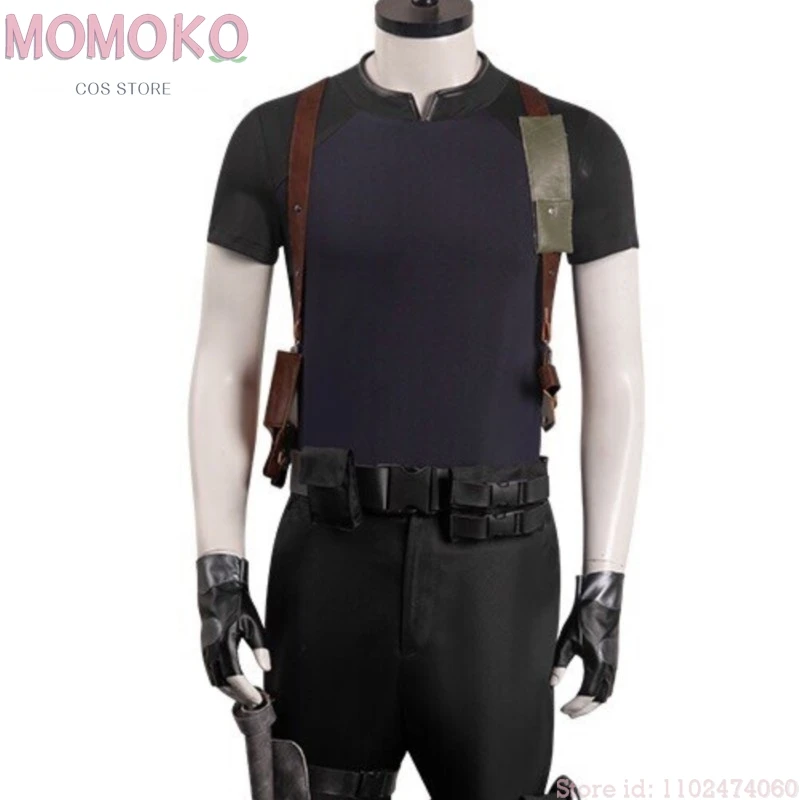 

MoMoKo Cos Store Re4 REQ Leon Cosplay Costume Wig Men Evil Requiem Leon Reon Scott S. Kennedy Halloween Game Roleplay Shirts Pan