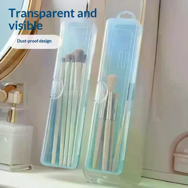1/3PCS Transparent Makeup Brush Organizer CaseTravel Cosmetic Brush Storage Box Dustproof Snap-Close Holder With Hanging Loop