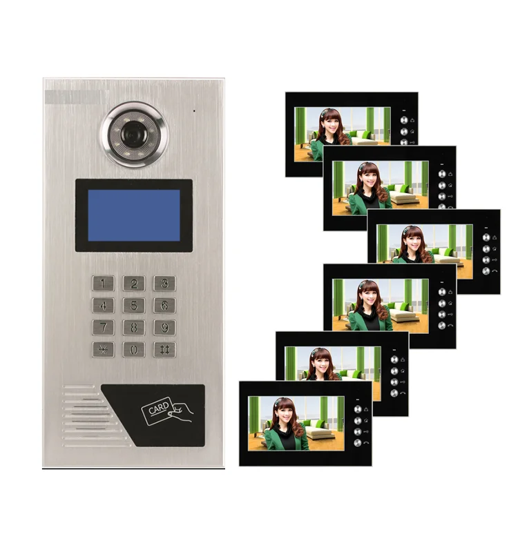 Apartment video door phone wired intercom building system 8 monitors add 2 outdoor units
