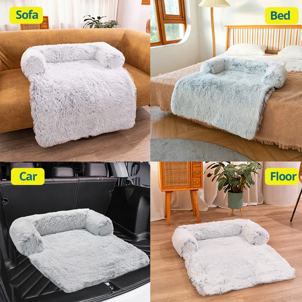 Imagem -02 - Cama Longa Lavável do Animal de Estimação do Luxuoso Sofá Calmante Tapete Quente Almofada Removível Cama Grande Pet King Sofá Inverno