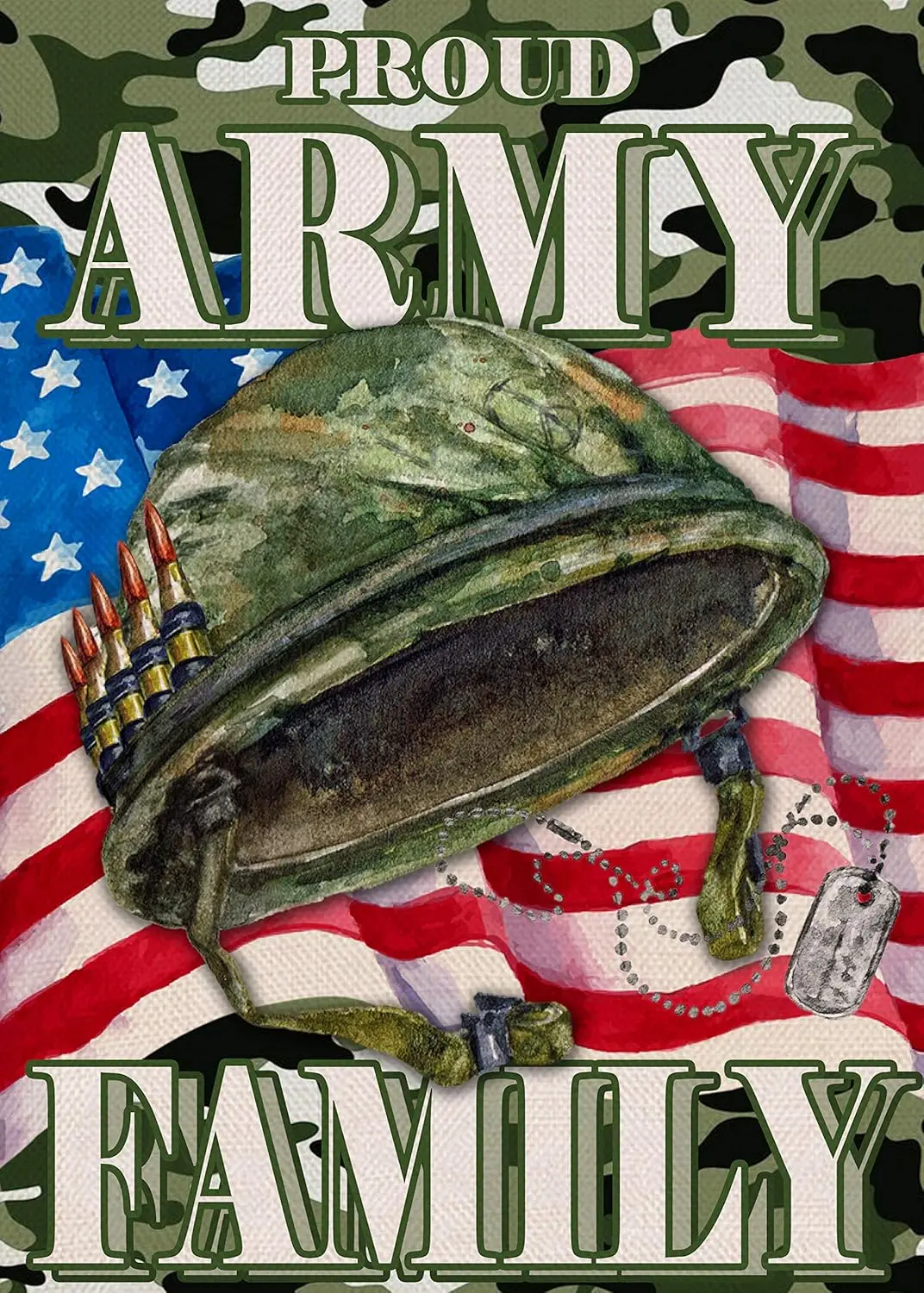 Proud Army Family 4th of July Patriotic Small Garden Flag, American Memorial Day Military Veterans Day Yard USA Armed Forces KKW