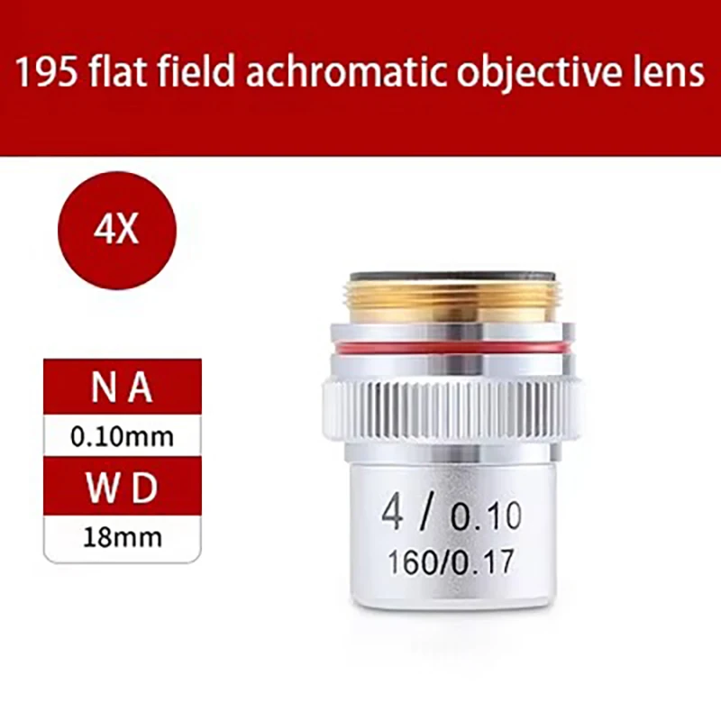 4X 10X 20X 40X 60X 100X 色消し対物レンズ 195 mm 対物距離 チューブ