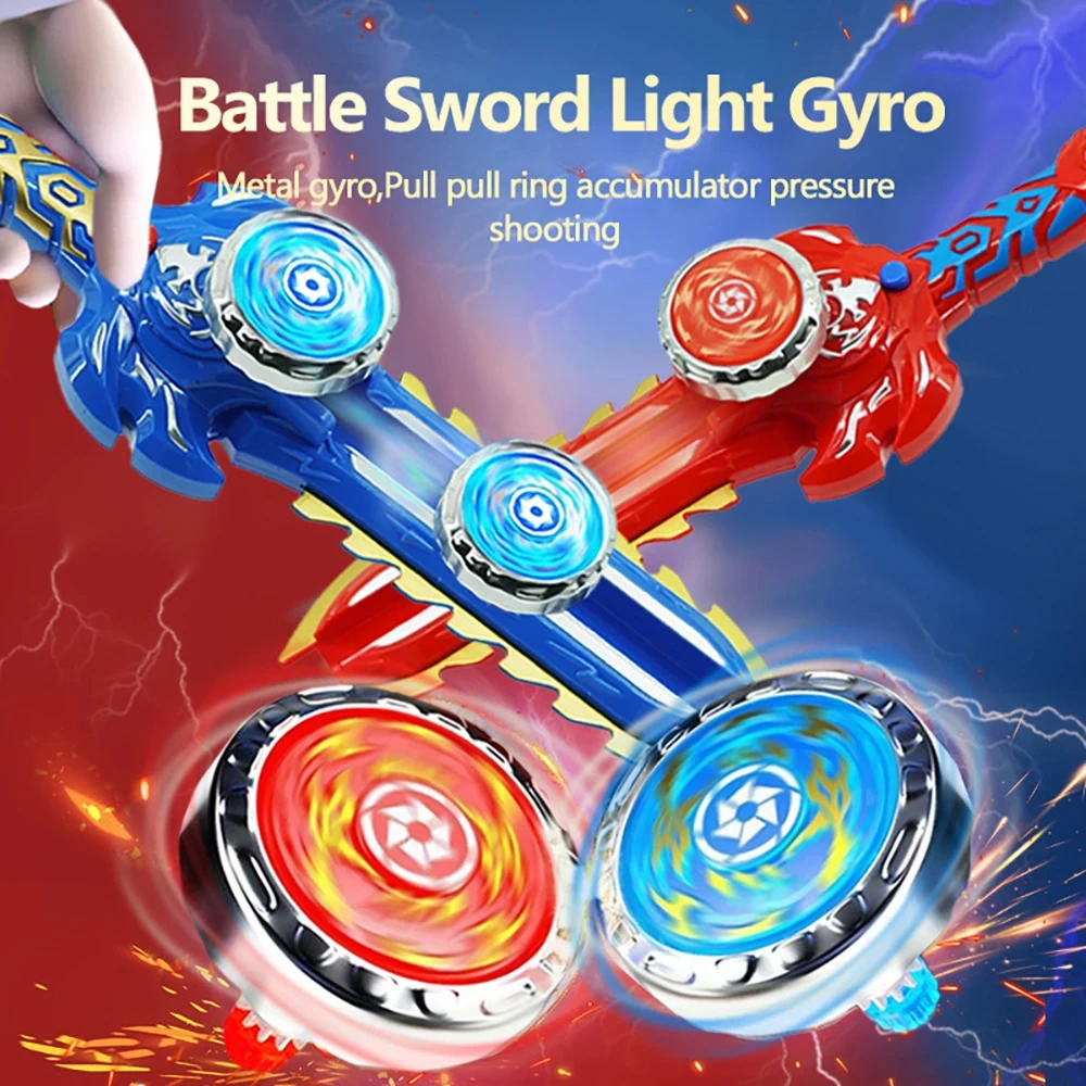 Creative Sword-Shaped Gyro Launcher Toys LED Luminous Spinning Top Battle Game Holiday Gift for Boy Girl Multiplayer Interactive