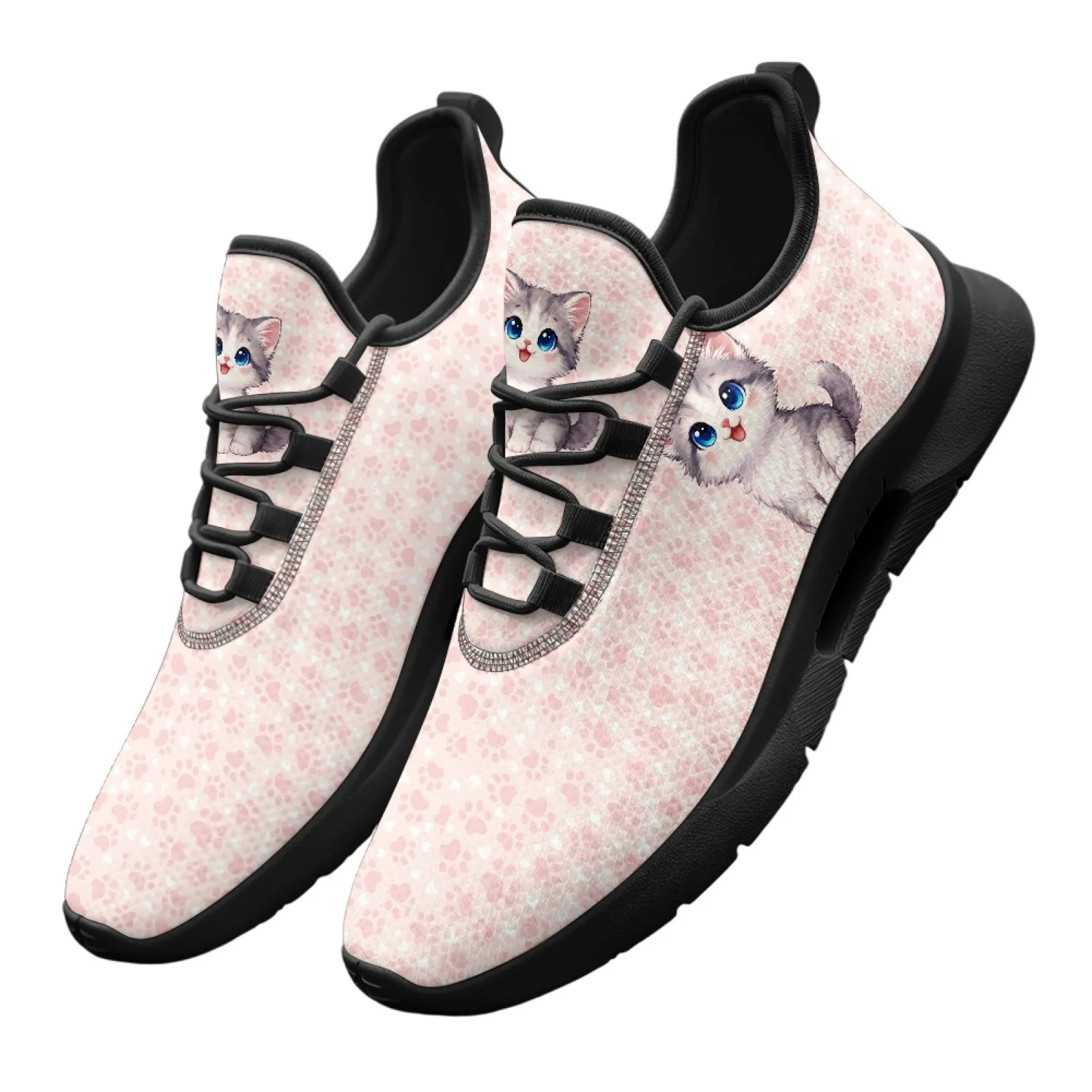 PENSTROLL Cute Cat Print Lightweight Mens Sneakers for Unisex Summer Work, Casual Walking Shoes