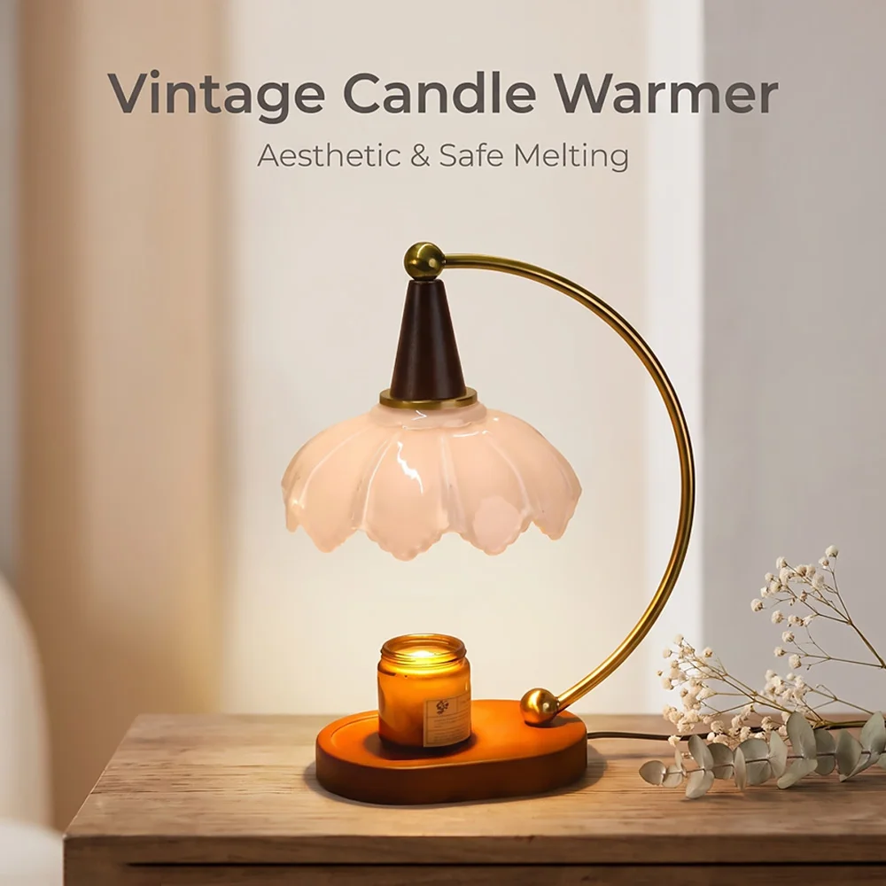 50WCandle Warmer Lamp with Timer Dimmable Candle Lamp Warmer Glass Candle Warmer Adjustable Candle Light Cozy Bedroom Home Decor