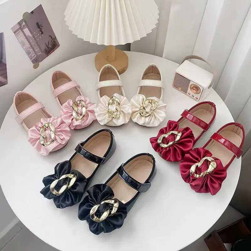 

Kids Princess Sandals for Girls 2025 New Summer Toddler Ballet Flats with Glitter Bow Non-slip Elegant Kids School Party Flats