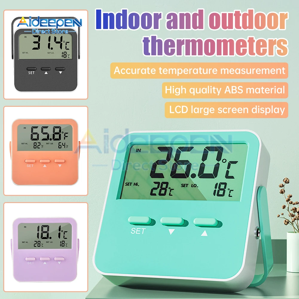 Mini-Digital-LCD-Thermometer, Temperatursensor, für drinnen und draußen, automatische Steuerung, Aquarium, Kühlschrank, Gefrierschrank, Thermometer – 50–70 ℃