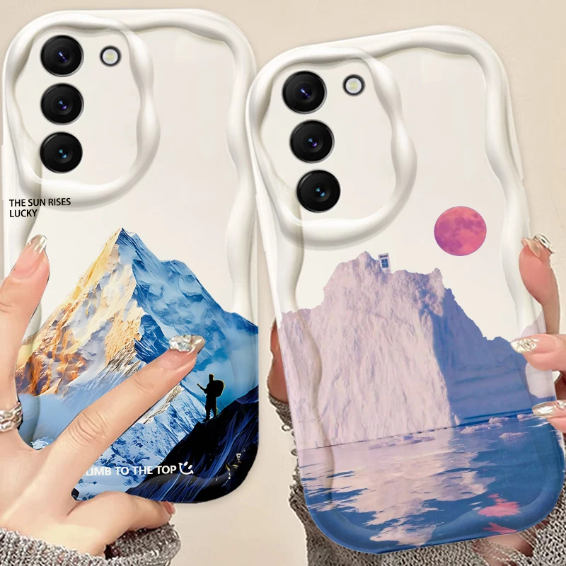 

Rizhao Golden Mountain For Samsung S24 S23 S21 S20 Ultra Plus FE A73 A72 A71 A51 A31 A05S A05 A04 5G Wave Oil Back Phone Case