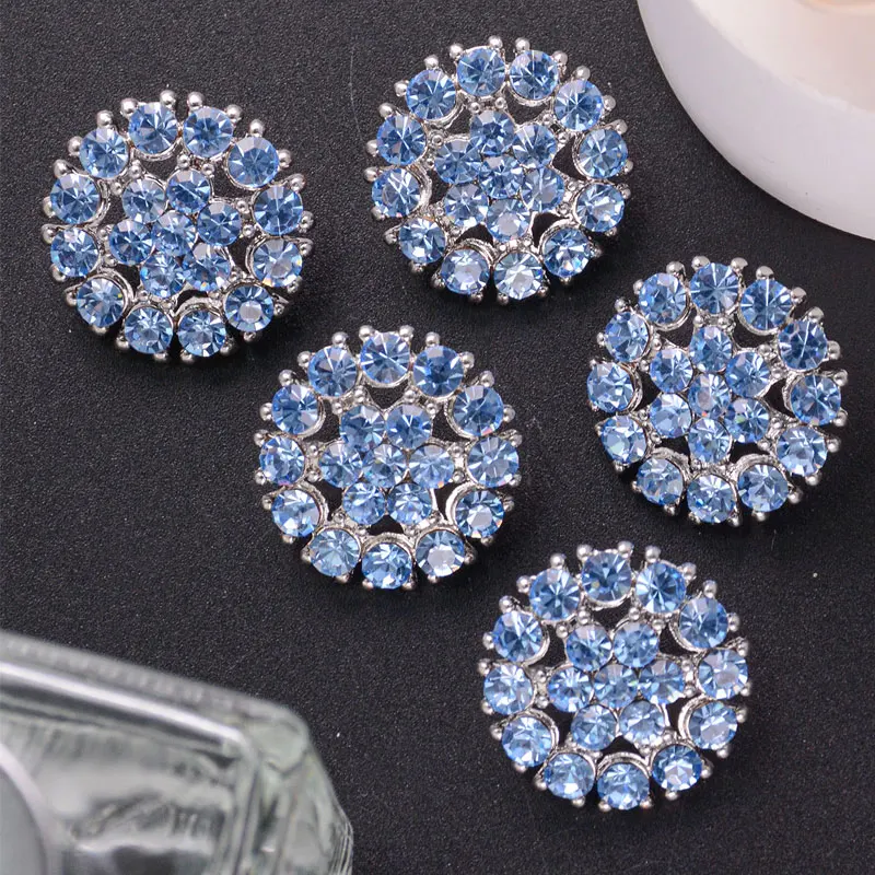 5/10/15 pz 2.1cm lucido pieno di strass fiocco di neve bottoni in metallo cavo per abbigliamento decorativo accessori per cucire moda fai da te