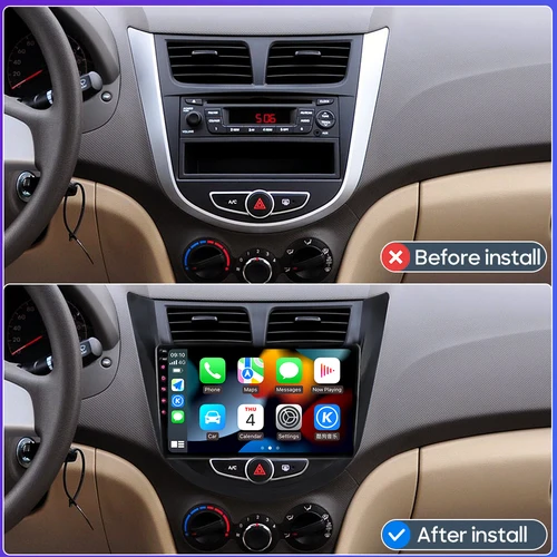 Imagen 2 del producto Para Hyundai Solaris Verna Accent 1 2010-2016 reproductor Multimedia de coche navegación GPS Android Auto reproductor de vídeo inalámbrico Carplay