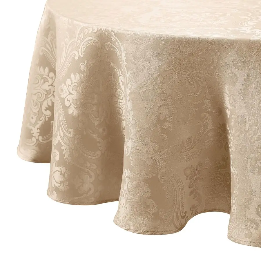 

Скатерть Home Fashions Caiden Elegance Damask из водонепроницаемой, грязе- и складкоустойчивой ткани, круглая, 90 см, цвет тауп.