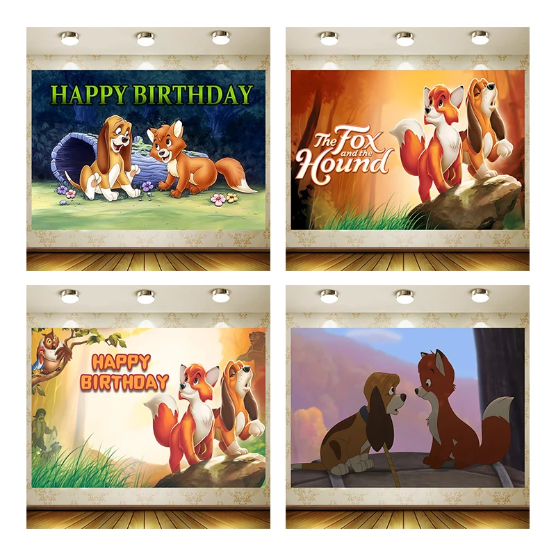 The Fox and the Hound Backdrop Children Birthday Supplies Girl Princess Party Cartoon Decoration Background Photography