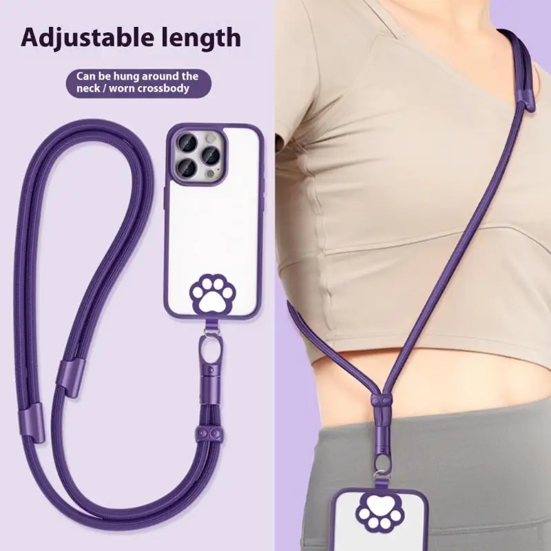 31BA Adjustable Phone Lanyard With Anti Slip Clasp Polyester Strap For Neck Carry And Crossbody Use Universal Phone Holder