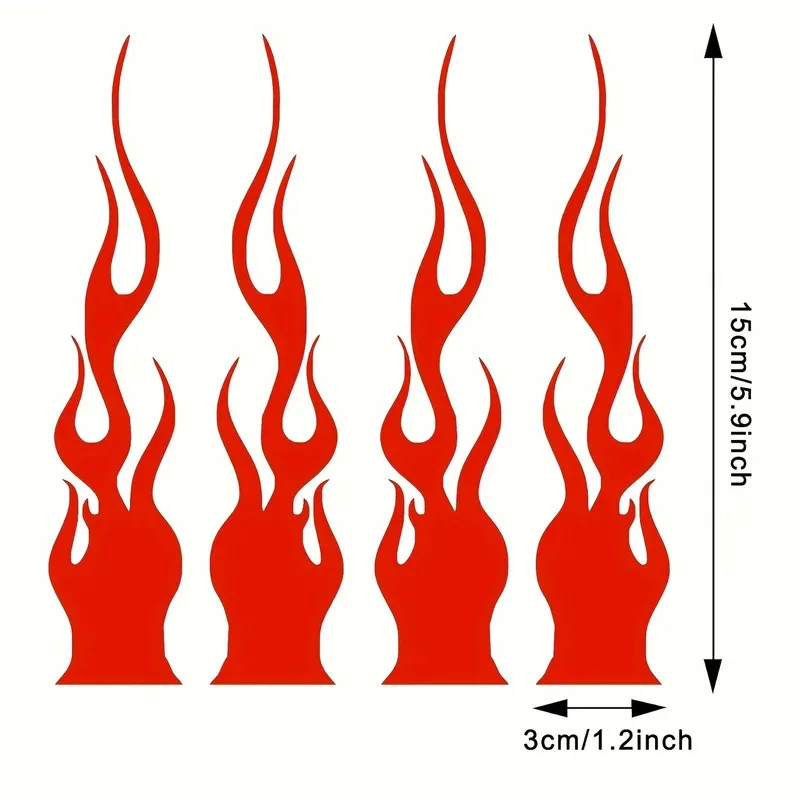 4 قطع/مجموعة من ملصقات ديكور اللهب - للدراجات النارية والخوذات وألواح التزلج والدراجات البخارية، أضف نمطًا رياضيًا إلى معدتك