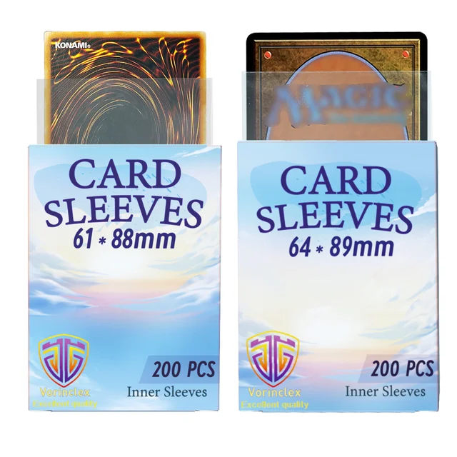 200 PCS Wewnętrzne koszulki na karty Idealnie dopasowane do kart do gry MTG/YGO, kart sportowych, kart piłkarskich, Wewnętrzne koszulki na karty są gładkie i wytrzymałe