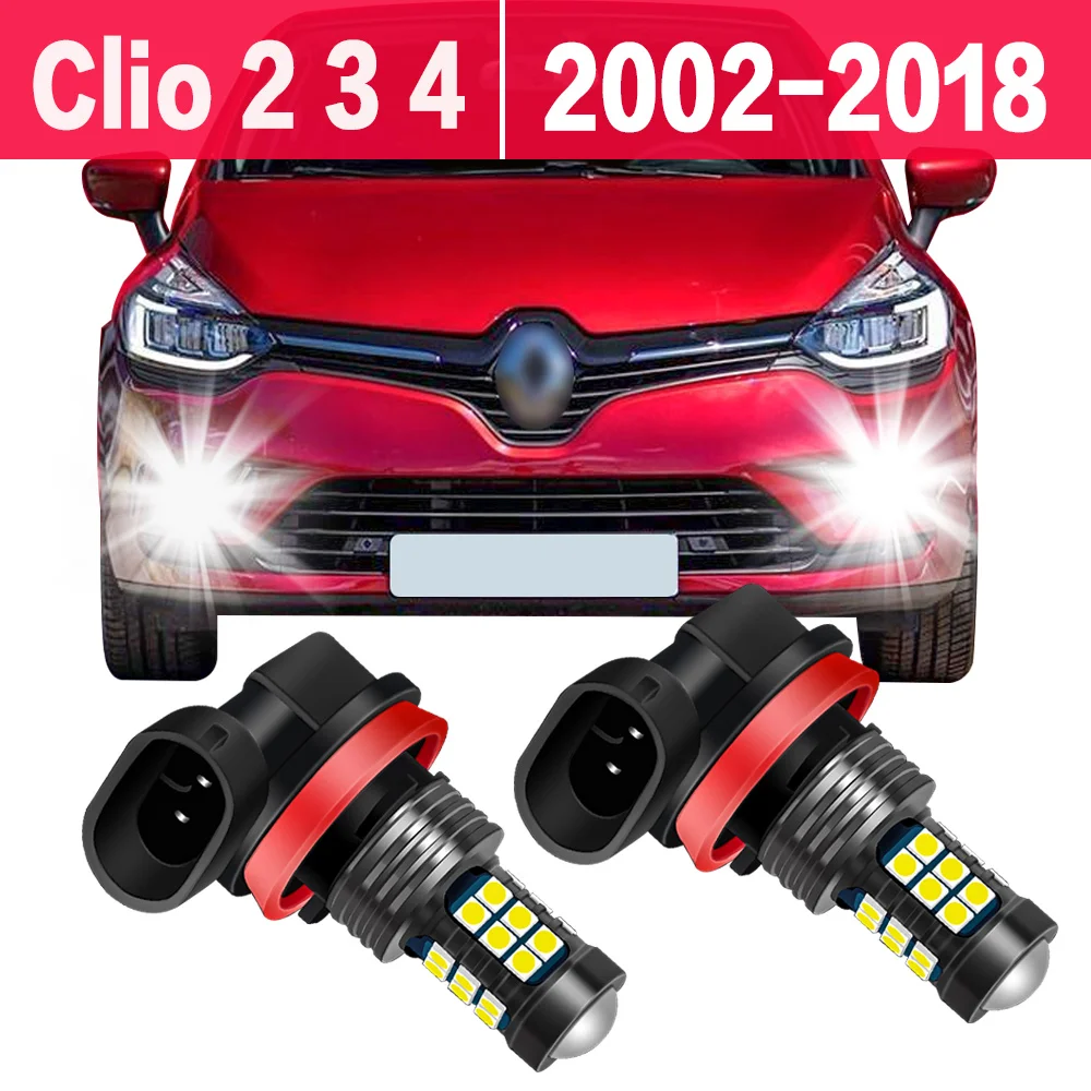 2X Car LED Fog Light Lamp Bulb For Renault Clio 2 3 4 2002-2018 2008 2009 2010 2011 2012 2013 2014 2015 2016 2017 Accessories