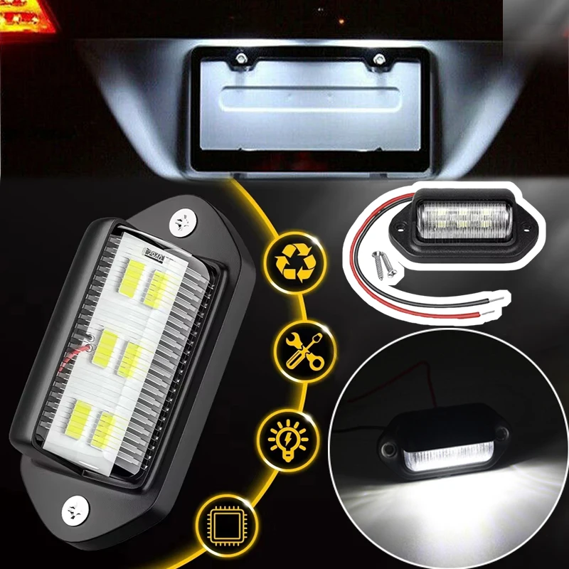 

Car License Light Waterproof 12-24V Universal Truck RV Trailer Tail Car License Plate Lights LED White Side Lamp Step Bulbs