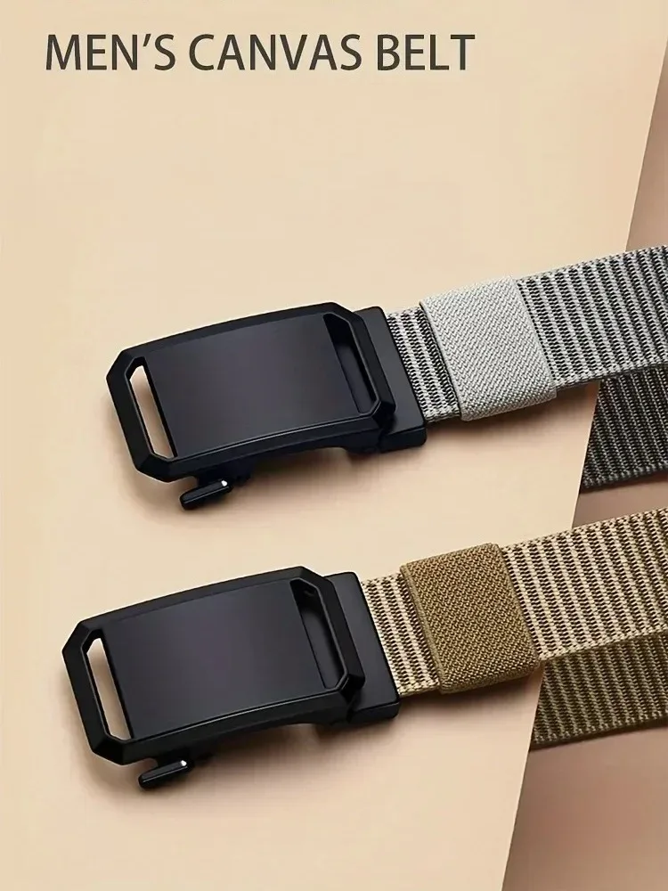 Trendy canvas riem voor heren met automatische gesp - tactische stijl voor werk, vrije tijd en militaire trainingsbroeken voor buitengebruik - afbeelding 2