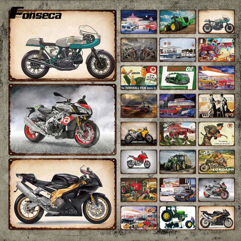 

Motorcycle Metal Sign Truck Tin Sign Vintage Metal Plaque Decorative Tin Plate Iron Painting Wall Art Stickers for Garage Decor